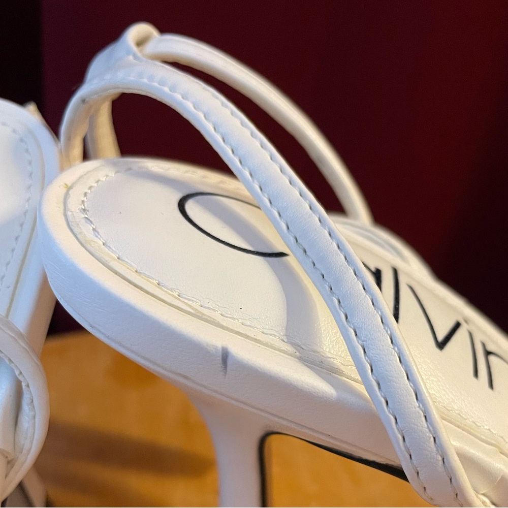 Calvin Klein Millie Ankle Strap Sandal in White. - Picture 13 of 15